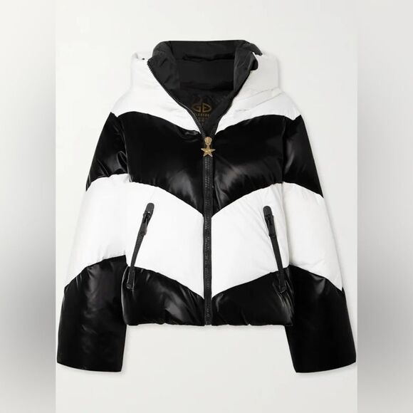 Goldbergh Courage Quilted Ski Jacket Puffer Striped Black White NWT US 4 - Picture 1 of 11